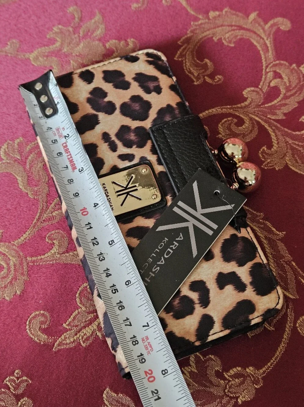 Kardashian Collection Leopard Print Wallet with Gold Accents